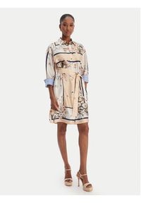 Liu Jo Sukienka koszulowa WA6507 T2555 Beżowy Regular Fit. Kolor: beżowy. Materiał: syntetyk. Typ sukienki: koszulowe #4