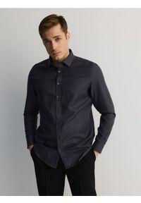 Reserved - Koszula slim z bawełny egipskiej - szary. Kolor: szary. Materiał: bawełna #1