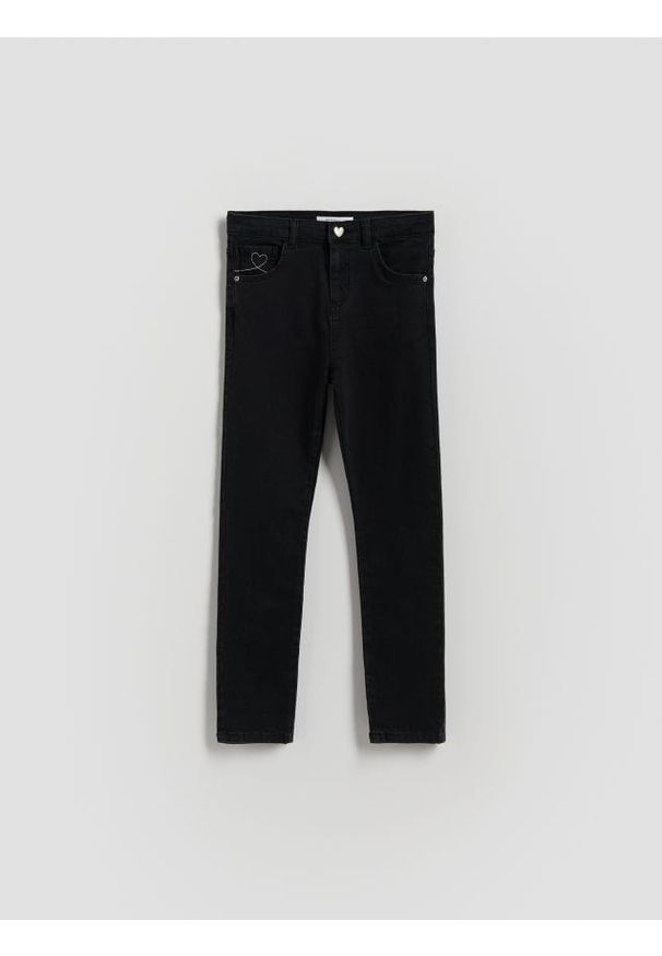 Reserved - Jeansy slim high waist - szary. Stan: podwyższony. Kolor: szary