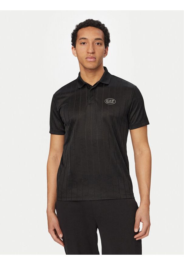 EA7 Emporio Armani Polo 7M001287 AF22277 Czarny Regular Fit. Typ kołnierza: polo. Kolor: czarny. Materiał: syntetyk