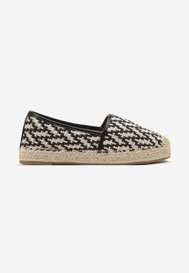 Born2be - Czarne Espadryle z Ozdobną Plecionką Nimilithae. Okazja: na co dzień. Kolor: czarny. Materiał: jeans. Sezon: lato. Styl: elegancki, casual