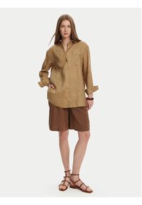 Max Mara Koszula Noel 2516111018 Brązowy Regular Fit. Kolor: brązowy. Materiał: len #4