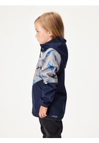 UNUO - Dziecięca kurtka softshell z polarem Slim, Tm. Niebiesko-czarny, Szary, Wieloryb. Kolor: niebieski. Materiał: materiał, poliester, softshell. Sezon: jesień, wiosna