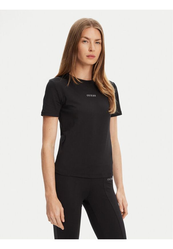 Guess T-Shirt V5RI10 KCD02 Czarny Regular Fit. Kolor: czarny. Materiał: syntetyk