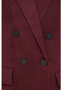 Answear Lab Płaszcz z domieszką wełny kolor bordowy przejściowy dwurzędowy. Okazja: na co dzień. Kolor: czerwony. Materiał: wełna. Wzór: gładki. Styl: wakacyjny #5