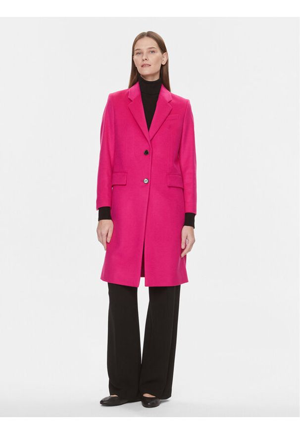 BOSS - Boss Płaszcz wełniany Catara 50501019 Różowy Slim Fit. Kolor: różowy. Materiał: wełna