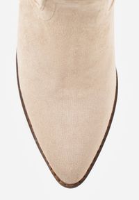 Renee - Ciemnobeżowe Botki Vices w Stylu Kowbojek na Słupku Velfedi. Okazja: na co dzień. Kolor: beżowy. Materiał: jeans. Sezon: zima, jesień. Obcas: na słupku. Styl: casual #2