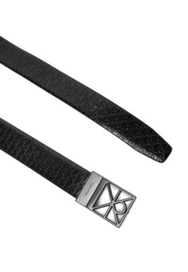 Calvin Klein Pasek Męski Emblem Cutout W/ Aop 35mm Adj LV04D7122G Czarny. Kolor: czarny. Materiał: skóra