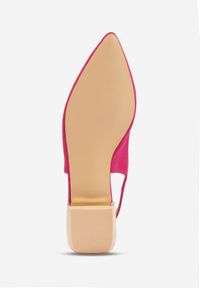 Renee - Fuksjowe Sandały Slingback Vices z Wkładką ze Skóry Naturalnej Galeresa. Okazja: na co dzień, do pracy, na spotkanie biznesowe. Zapięcie: pasek. Kolor: różowy. Materiał: skóra. Obcas: na obcasie. Styl: casual, biznesowy, elegancki. Wysokość obcasa: niski #7