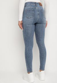 Born2be - Niebieskie Jeansy o Kroju Skinny z Wysokim Stanem Solarie. Okazja: na co dzień. Stan: podwyższony. Kolor: niebieski. Styl: sportowy, casual #4