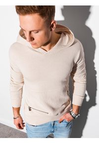 Ombre Clothing - Bluza męska z kapturem B1188 - biała - XXL. Typ kołnierza: kaptur. Kolor: biały. Materiał: poliester, bawełna