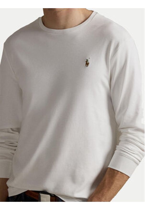 Polo Ralph Lauren Longsleeve 710760121 Biały Slim Fit. Typ kołnierza: polo. Kolor: biały. Materiał: bawełna. Długość rękawa: długi rękaw