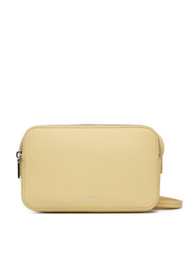 Calvin Klein Torebka Foil Logo Elongated Camera Bag LV04F3276G Żółty. Kolor: żółty. Materiał: skórzane