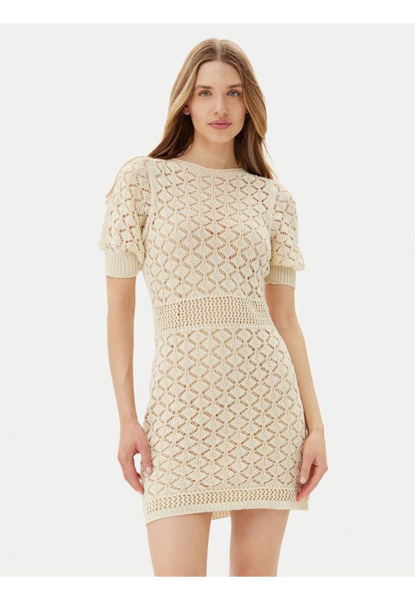 TwinSet - TWINSET Sukienka dzianinowa 251TT3172 Beżowy Regular Fit. Kolor: beżowy. Materiał: bawełna