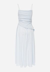 Renee - Niebieska Sukienka z Bawełny na Ramiączkach z Asymetryczną Warstwą w Talii Petimelle. Kolor: niebieski. Materiał: bawełna. Długość rękawa: na ramiączkach. Typ sukienki: asymetryczne #5