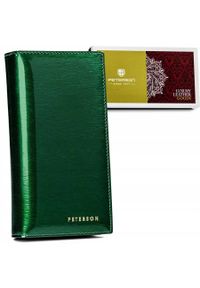 Portfel skórzany Peterson PTN 421431-SH zielony. Kolor: zielony. Materiał: skóra