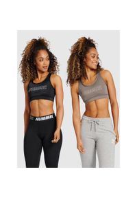 Damskie biustonosze sportowe Hummel TE Tola (x2). Kolor: szary. Materiał: jersey. Wzór: paski, jodełka. Sport: bieganie, fitness #1