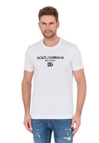 Dolce and Gabbana - DOLCE AND GABBANA Biały t-shirt. Kolor: biały