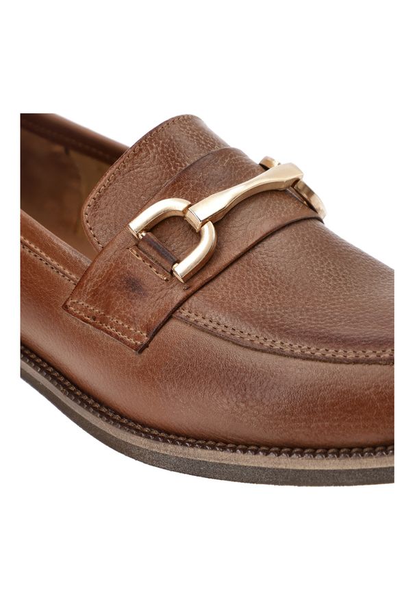 Brązowe Mokasyny Armodo Wygodne Obuwie Damskie. Okazja: na co dzień. Kolor: brązowy. Materiał: materiał, skóra. Styl: elegancki, casual, klasyczny