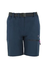 PEAK MOUNTAIN - Szorty z paskiem dla kobiet Peak Mountain. Kolor: niebieski, szary, wielokolorowy. Sport: turystyka piesza #1
