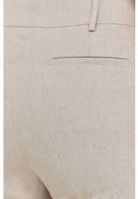 MICHAEL Michael Kors spodnie lniane damskie kolor beżowy szerokie high waist. Stan: podwyższony. Kolor: beżowy. Materiał: len