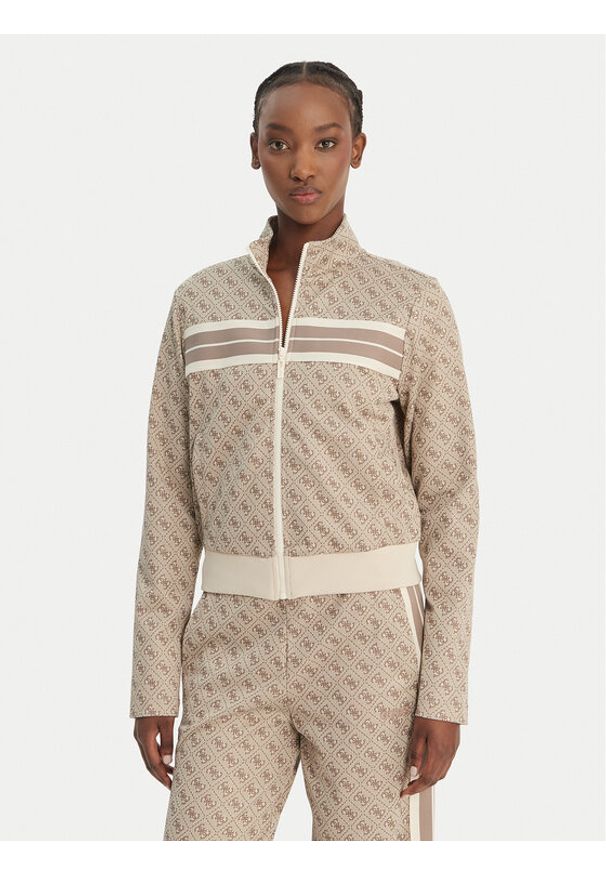 Guess Bluza V6GQ06 K2957 Beżowy Regular Fit. Kolor: beżowy. Materiał: syntetyk