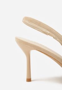 Renee - Beżowe Sandały Slingback na Szpilce z Imitacji Zamszu Carilona. Zapięcie: bez zapięcia. Kolor: beżowy. Materiał: zamsz. Sezon: lato. Obcas: na szpilce. Wysokość obcasa: średni #7