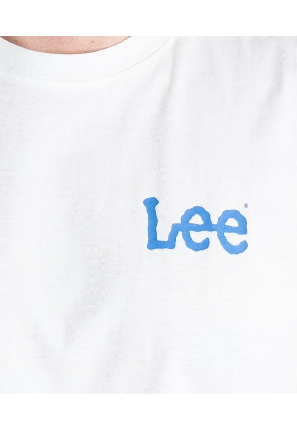 Lee - LEE MEDIUM WOBBLY TEE MĘSKI T-SHIRT KOSZULKA LOGO NADRUK BRIGHT WHITE LL04FQLJ 112331451. Wzór: nadruk