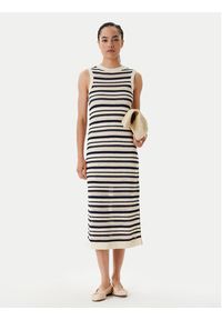 TOMMY HILFIGER - Tommy Hilfiger Sukienka dzianinowa WW0WW45649 Beżowy Slim Fit. Kolor: beżowy. Materiał: bawełna