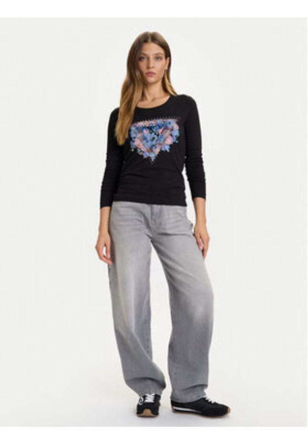 Guess Bluzka W5BI74 J1314 Czarny Slim Fit. Kolor: czarny. Materiał: bawełna