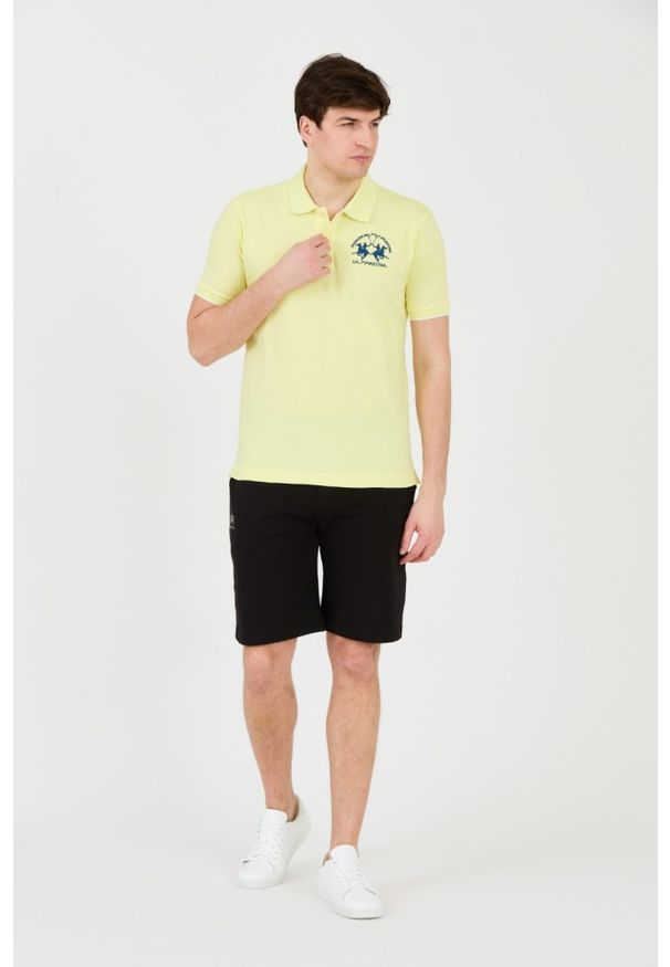 La Martina - LA MARTINA Cytrynowe polo z dużym logo. Typ kołnierza: polo. Kolor: żółty