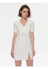 TwinSet - TWINSET Sukienka koktajlowa 241TP2275 Écru Regular Fit. Materiał: wiskoza. Styl: wizytowy #1