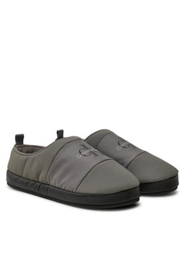 Calvin Klein Jeans Kapcie Home Slipper Mono YM0YM00840 Szary. Kolor: szary. Materiał: skóra