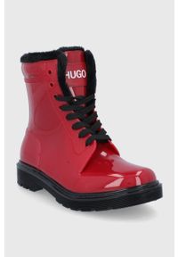 Hugo Kalosze 50461986.601 damskie kolor czerwony. Nosek buta: okrągły. Kolor: czerwony. Materiał: materiał, guma. Wzór: gładki #5