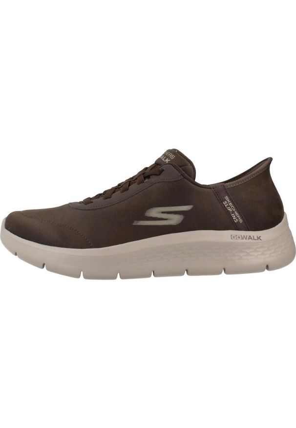 skechers - Kapcie SKECHERS SLIP - INS GO WALK FLEX - SMOOT Brązowy. Kolor: brązowy. Materiał: materiał. Model: Skechers Sport. Sport: turystyka piesza