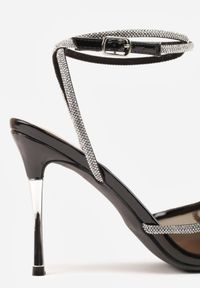 Born2be - Czarne Sandały na Szpilce z Transparentnym Noskiem i Cyrkoniami Sarala. Zapięcie: sprzączka. Kolor: czarny. Materiał: tiul. Wzór: aplikacja. Obcas: na szpilce. Styl: elegancki #6