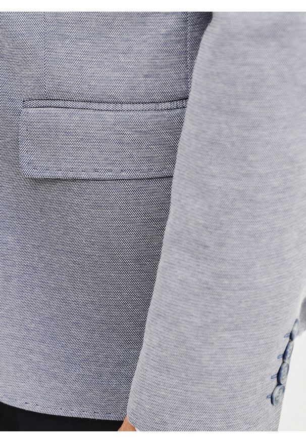 Pako Lorente - Granatowa marynarka melanż. Okazja: na co dzień. Kolor: niebieski. Materiał: dzianina, poliester, bawełna. Wzór: melanż. Sezon: wiosna. Styl: casual