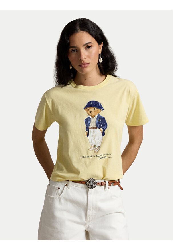 Polo Ralph Lauren T-Shirt 211B17792001 Żółty jasny Regular Fit. Typ kołnierza: polo. Kolor: żółty. Materiał: bawełna