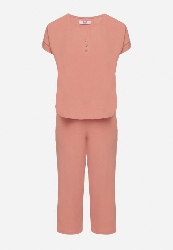 Born2be - Ciemnoróżowy Komplet o Fasonie Oversize Bluzka i Szerokie Spodnie Amisora. Kolor: różowy
