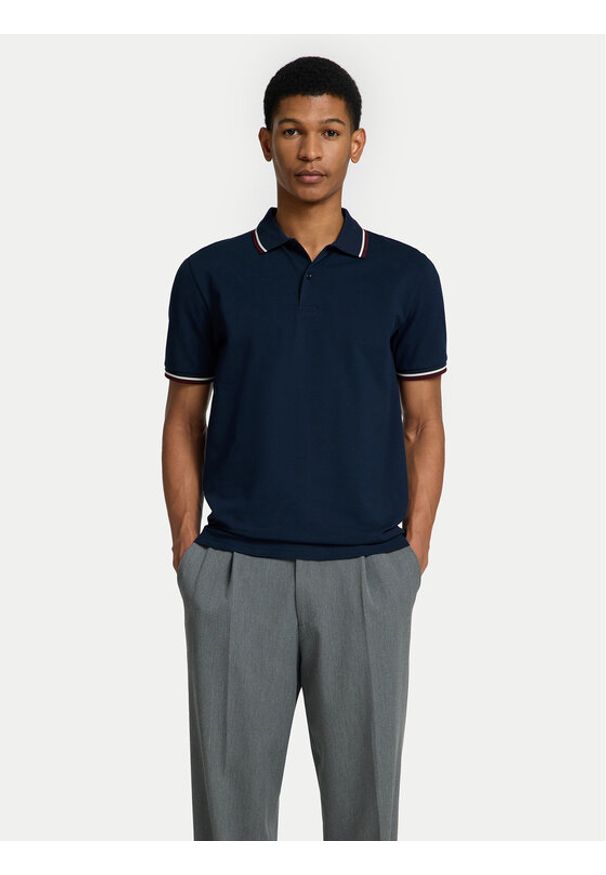 Selected Homme Polo 16095852 Granatowy Slim Fit. Typ kołnierza: polo. Kolor: niebieski. Materiał: bawełna