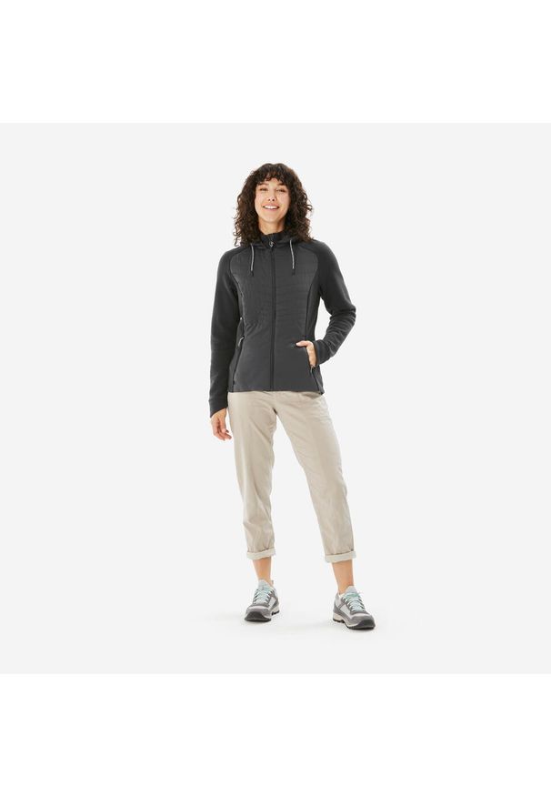 quechua - Bluza turystyczna damska Quechua NH500 Hybrid. Kolor: wielokolorowy, czarny, szary. Materiał: materiał, tkanina
