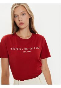 TOMMY HILFIGER - Tommy Hilfiger T-Shirt Logo WW0WW40276 Czerwony Regular Fit. Kolor: czerwony. Materiał: bawełna #3