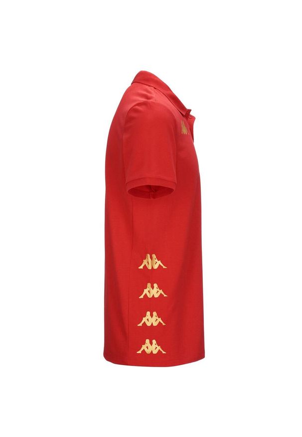 Polo Kappa Gastio. Typ kołnierza: polo. Kolor: czerwony. Sport: piłka nożna