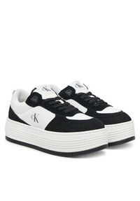 Calvin Klein Jeans Sneakersy Bold Flatf Low Lace Mix YW0YW01742 Biały. Kolor: biały. Materiał: zamsz, skóra