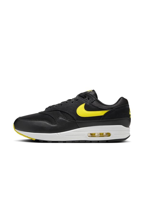 Nike Air Max 1 "Batman" Sneakersy męskie. Okazja: na co dzień. Kolor: czarny. Materiał: skóra, materiał, zamsz. Szerokość cholewki: normalna. Wzór: motyw z bajki. Model: Nike Air Max
