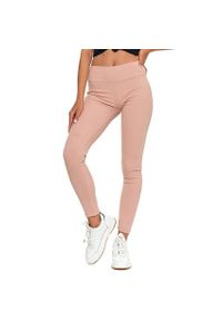Beżowe Legginsy Moraj Damskie Z Wysokim Stanem. Stan: podwyższony. Kolor: beżowy. Materiał: materiał