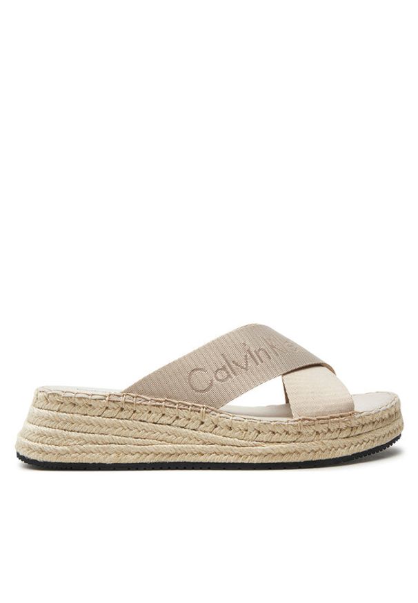 Calvin Klein Jeans Espadryle Sporty Wedge Rope Sandal Mr YW0YW01364 Beżowy. Kolor: beżowy. Materiał: materiał. Styl: sportowy