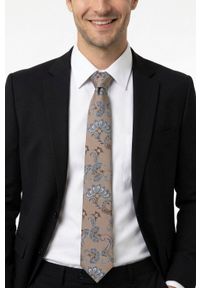 Męski Krawat - Chattier - Jasny Brąz, Wzór w Kwiaty. Kolor: wielokolorowy, brązowy, beżowy. Materiał: tkanina. Wzór: kwiaty. Styl: elegancki, klasyczny, wizytowy #2