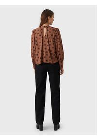 Vero Moda Bluzka Kara 10276163 Brązowy Relaxed Fit. Typ kołnierza: dekolt w karo. Kolor: brązowy. Materiał: wiskoza