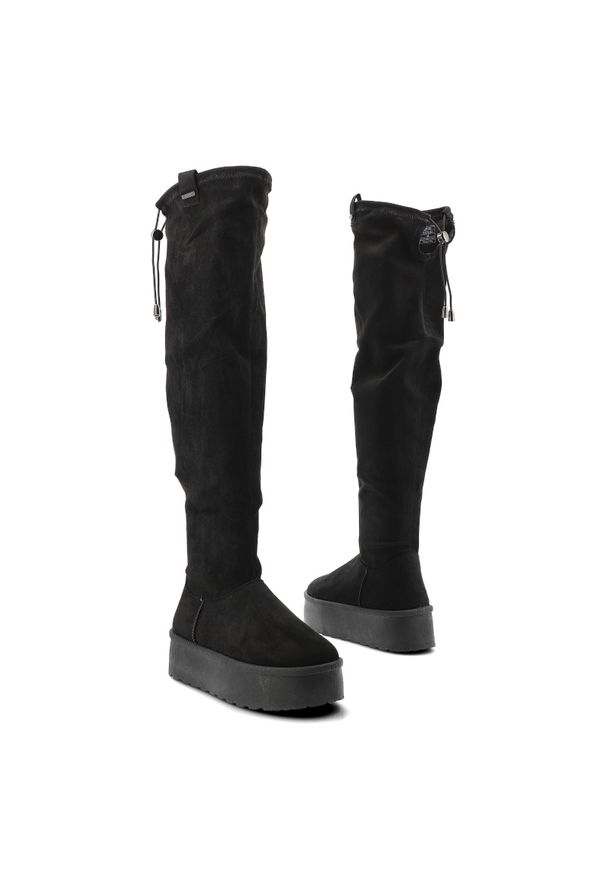 Big-Star - Czarne Kozaki Big Star Wysokie Obuwie Damskie. Okazja: na co dzień. Kolor: czarny. Materiał: welur, materiał. Szerokość cholewki: normalna. Sezon: zima, jesień. Styl: casual, elegancki